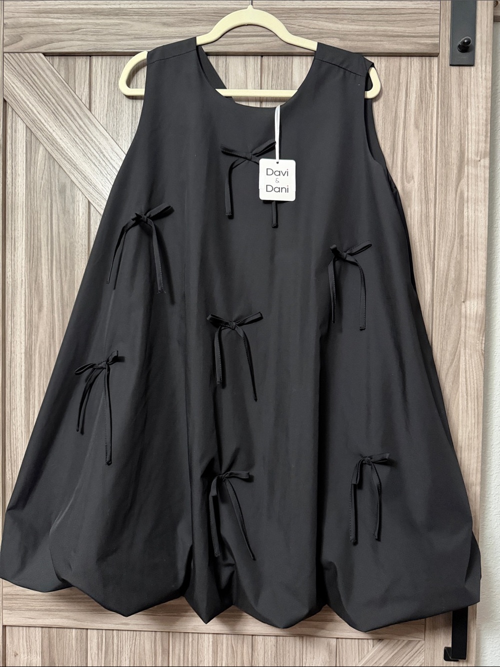 Davi & Dani Black Bow Bubble Hem Dress 1XL NWT